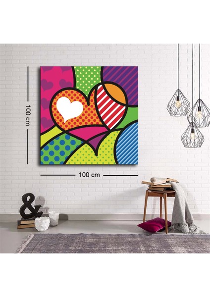 Dekoratif Baskı Illüstrasyon Popart Love Kare Kanvas Tablo