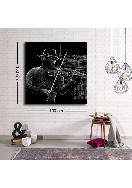 Dekoratif Baskı Illüstrasyon Kemancı Kanvas Tablo