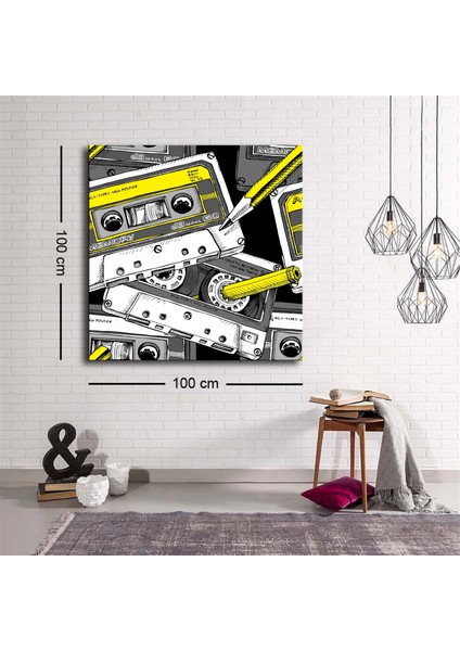 Dekoratif Baskı Illüstrasyon Kaset Afiş Kanvas Tablo
