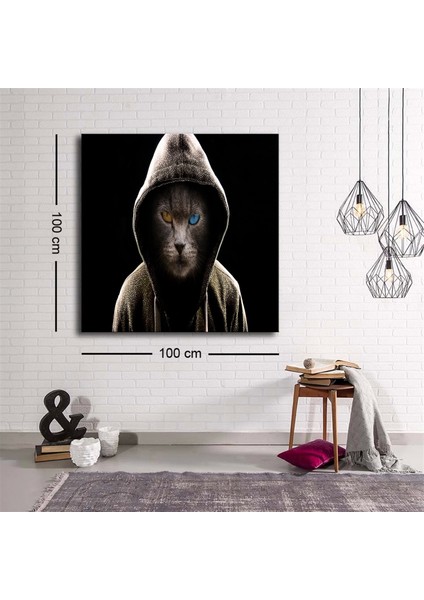 Dekoratif Baskı Illüstrasyon Dark Cat Kanvas Tablo