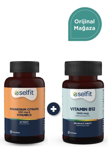 Vitamin B12 1000 Mcg + Magnezyum Sitrat 200 Mg & Vitamin D - Avantajlı Paket