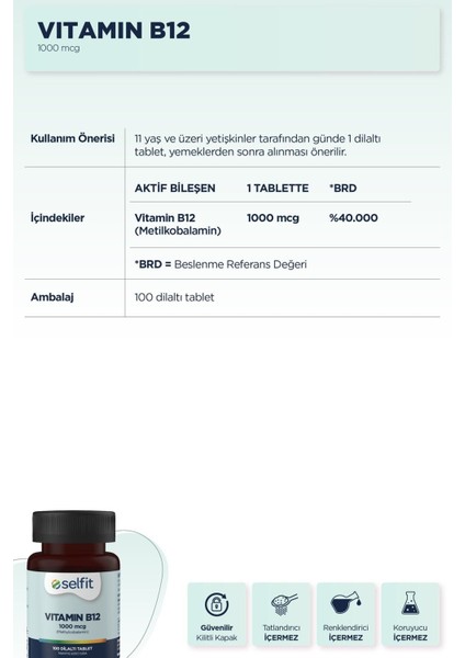 Vitamin B12 1000 Mcg + Magnezyum Sitrat 200 Mg & Vitamin D - Avantajlı Paket