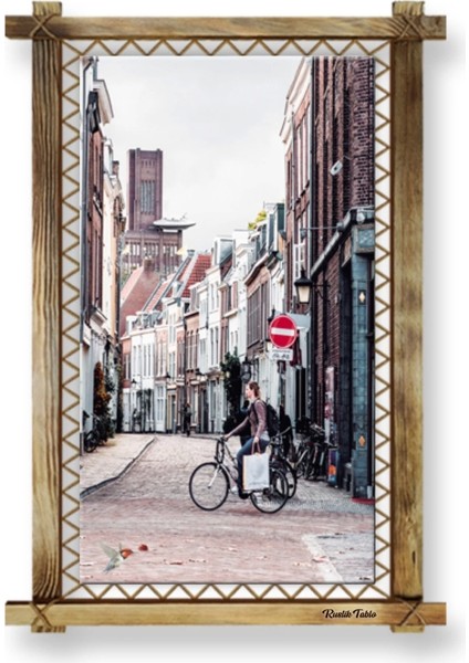 Sokak LED Işıklı Rustik Kanvas Tablo O fiyatları