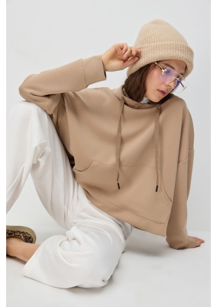 Soft Touch Kumaştan Kapüşonlu Sweatshirt