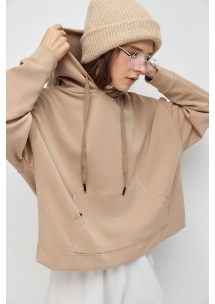 Soft Touch Kumaştan Kapüşonlu Sweatshirt