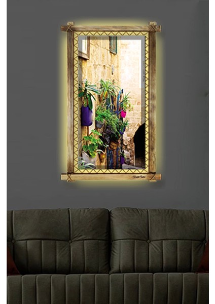 Saksı LED Işıklı Rustik Kanvas Tablo B