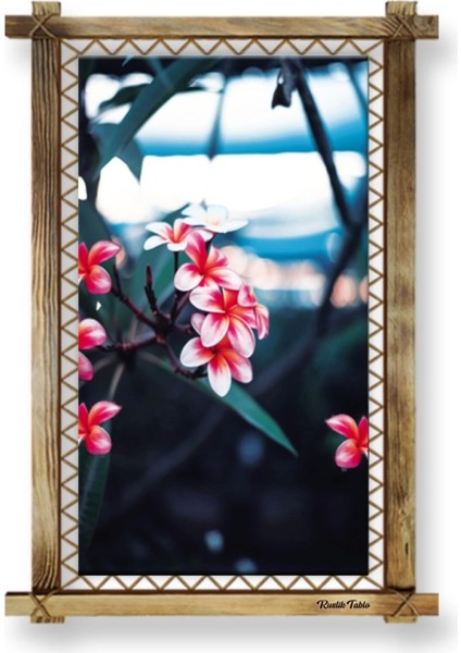 Çiçek LED Işıklı Rustik Kanvas Tablo B