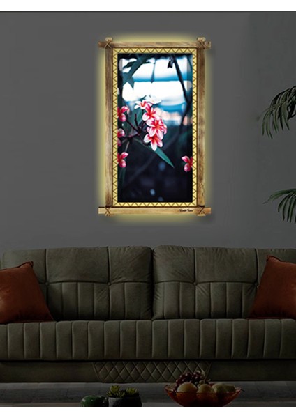 Çiçek LED Işıklı Rustik Kanvas Tablo B fiyatları