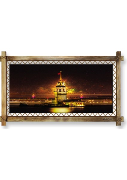 Kız Kulesi LED Işıklı Rustik Kanvas Tablo B fiyatları