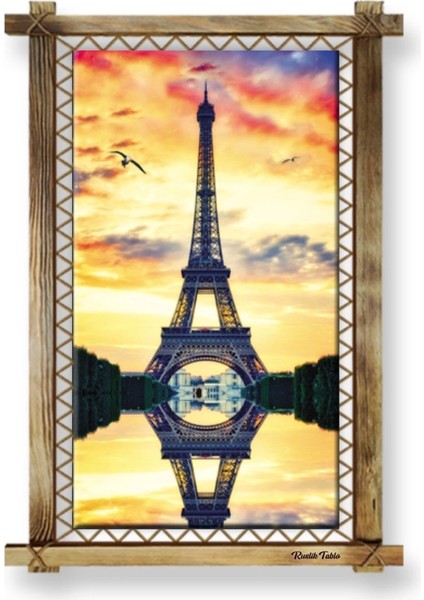 Eyfel Kulesi LED Işıklı Rustik Kanvas Tablo O fiyatları
