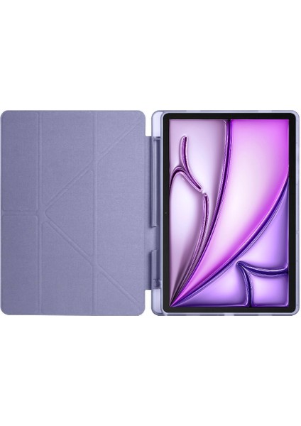 iPad Air 13 İnç 2024 M2 Kılıf Kalem Şarj Bölmeli Stadlı Uyku Modlu Arkası Silikon Akıllı Case fiyatları