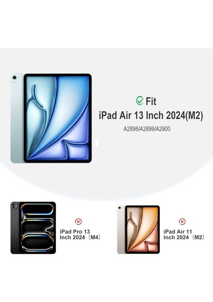 iPad Air 13 İnç 2024 M2 Kılıf Kalem Şarj Bölmeli Stadlı Uyku Modlu Arkası Silikon Akıllı Case