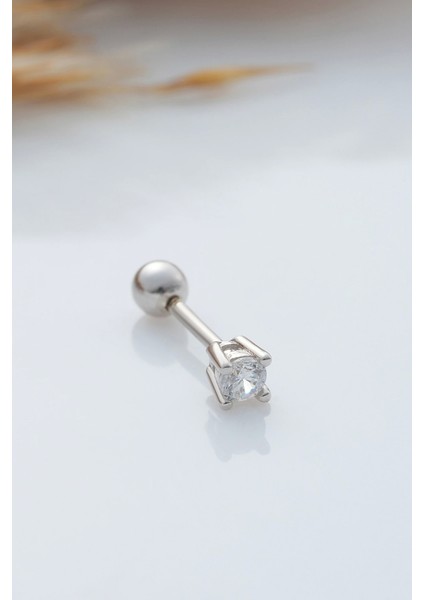 925 Ayar Tek Taş Modeli Minimal Tragus Piercing