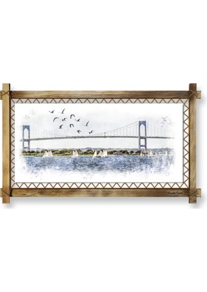 Istanbul Köprü LED Işıklı Rustik Kanvas Tablo B fiyatları