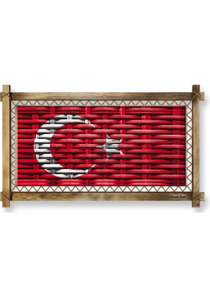 Türk Bayrağı LED Işıklı Rustik Kanvas Tablo O