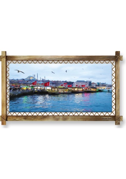 Istanbul Manzara LED Işıklı Rustik Kanvas Tablo B fiyatları