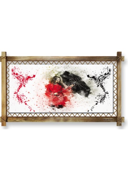 Şemsiyeli Kız LED Işıklı Rustik Kanvas Tablo O fiyatları