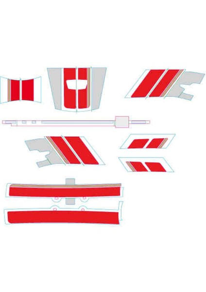 Vespa GTS Racing Sixties Sticker Set *Kırmızı* Ön-Arka / PIAGGIO