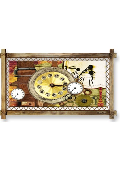 Zaman Saat LED Işıklı Rustik Kanvas Tablo B fiyatları
