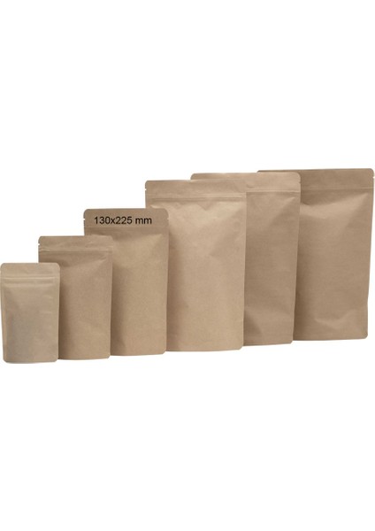Kraft Alüminyum Kilitli Doypack 130X225X35 mm 100 Adet
