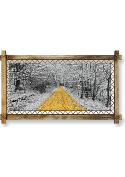Orman Sarı Yol LED Işıklı Rustik Kanvas Tablo B fiyatları