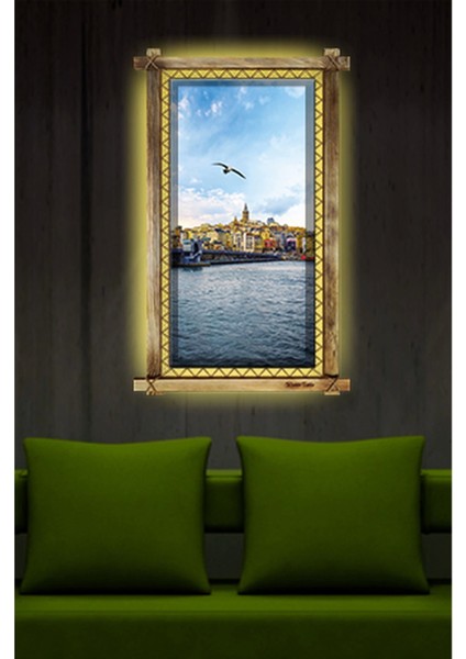 Istanbul LED Işıklı Rustik Kanvas Tablo O