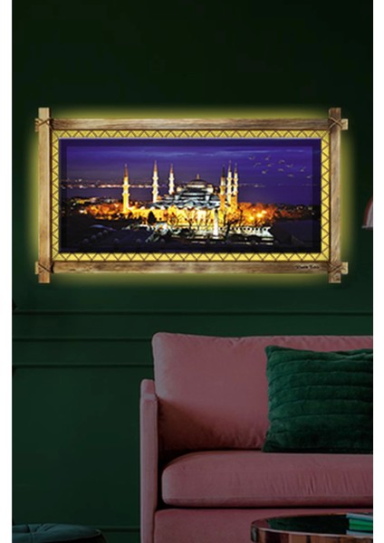 Istanbul LED Işıklı Rustik Kanvas Tablo O