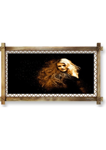 Soyut Kadın LED Işıklı Rustik Kanvas Tablo B fiyatları