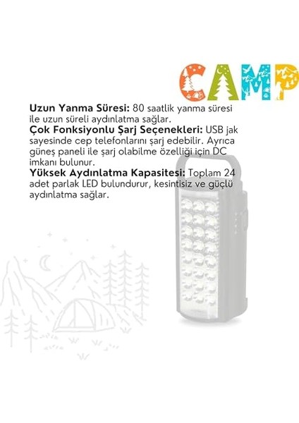 LED 24 Li Taşınabilir Işıldak Kamp Feneri El Feneri