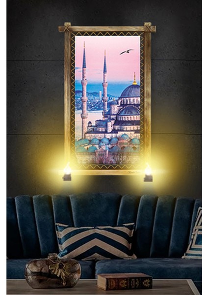 Rustik Işıklı Istanbul Camii Kanvas Rustik Tablo O fiyatları