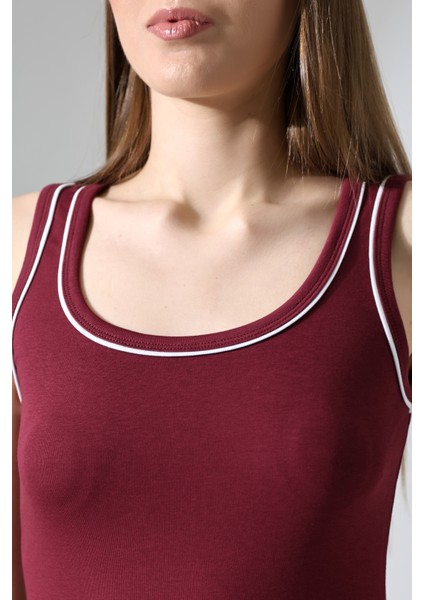 Kalın Askılı Sırtı Kapalı Kolsuz Kadın Atlet 21870 Bordo fiyatları