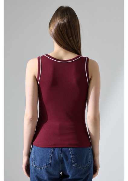 Kalın Askılı Sırtı Kapalı Kolsuz Kadın Atlet 21870 Bordo fırsatları