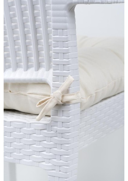Mega Krem Sandalye Minderi 45X45 Özel Dikişli Bağcıklı