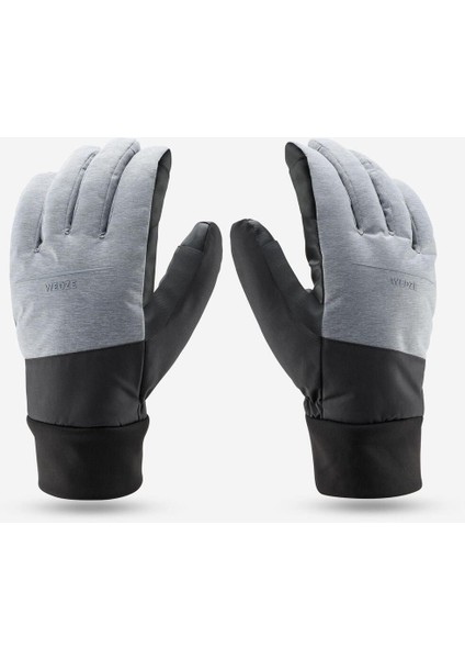Yetişkin Su Geçirmez Sıcak Tutan Kayak Eldiveni - Inci Grisi/siyah - 100