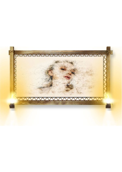 Rustik Işıklı Soyut Kanvas Rustik Tablo O