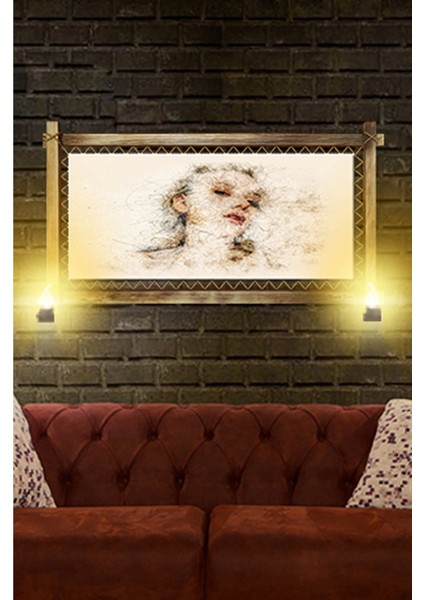 Rustik Işıklı Soyut Kanvas Rustik Tablo O fiyatları