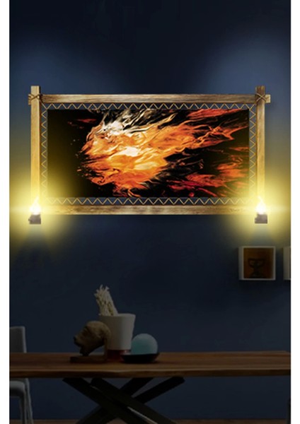 Rustik Işıklı Soyut Kanvas Rustik Tablo O fiyatları