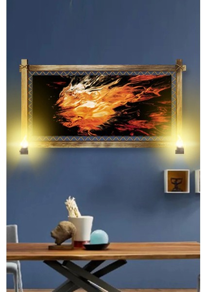 Rustik Işıklı Soyut Kanvas Rustik Tablo O modelleri