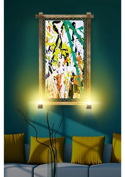 Rustik Işıklı Soyut Kanvas Rustik Tablo B