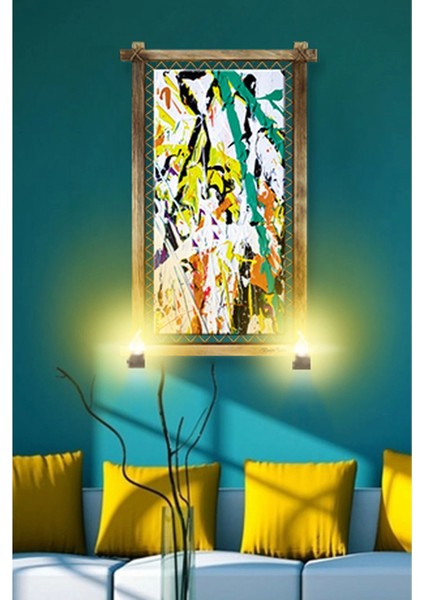 Rustik Işıklı Soyut Kanvas Rustik Tablo B fiyatları