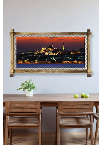 Rustik Işıklı Istanbul Camii Kanvas Rustik Tablo O fırsatları