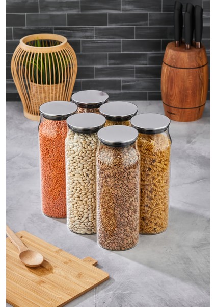 1800 ml 25.5 cm Gümüş Kapaklı Cam Kavanoz - Hava Geçirmez, Hijyenik ve Şık Saklama Çözümü (Makarna, Bakliyat, Baharat ve Daha Fazlası Için) indirimleri