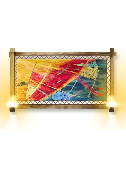 Rustik Işıklı Soyut Kanvas Rustik Tablo B