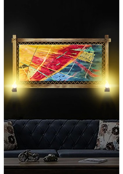 Rustik Işıklı Soyut Kanvas Rustik Tablo B fiyatları