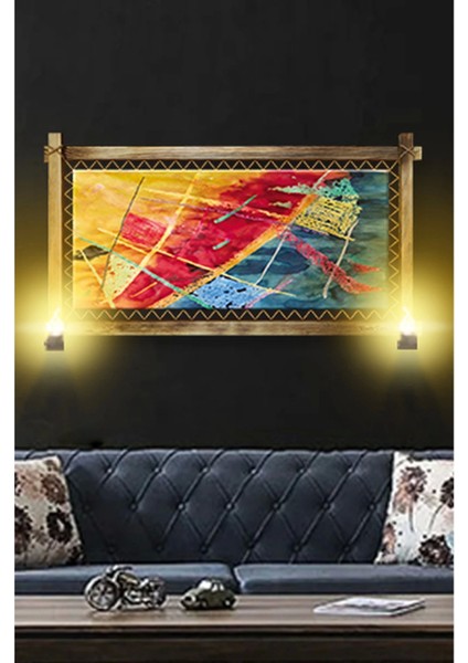 Rustik Işıklı Soyut Kanvas Rustik Tablo B modelleri