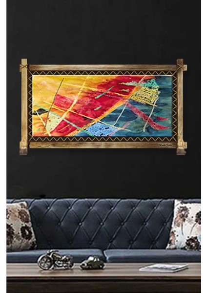 Rustik Işıklı Soyut Kanvas Rustik Tablo B fırsatları