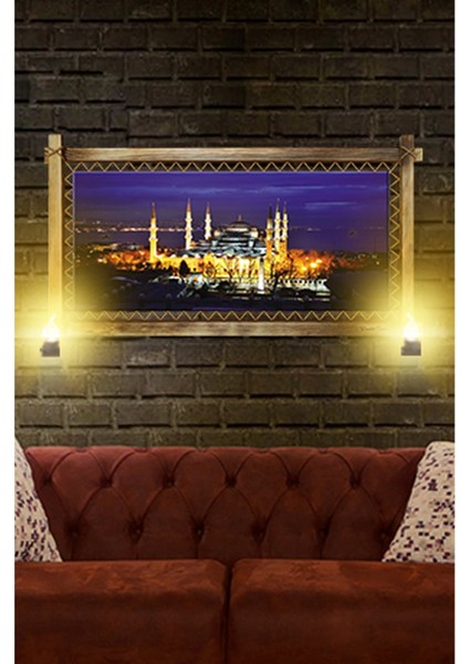 Rustik Işıklı Camii Kanvas Rustik Tablo O fiyatları