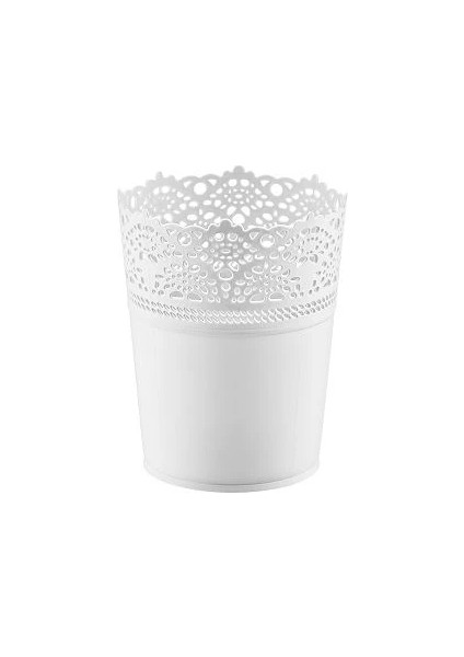 Dantel Desenli Saksı Beyaz Renkli 1 Adet