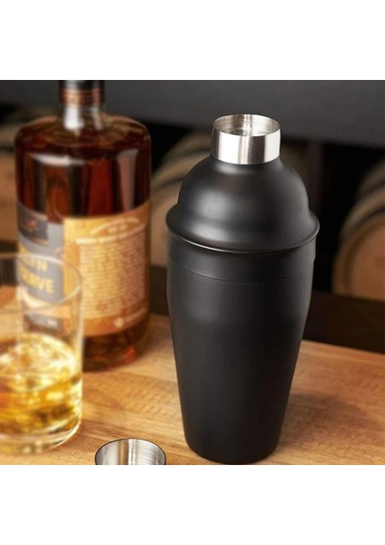 Mat Siyah Çelik 700 ml Süzgeçli Kokteyl Shaker Karıştırıcı