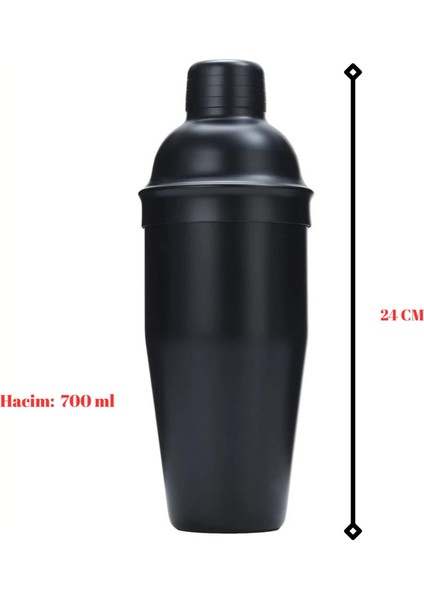 Mat Siyah Çelik 700 ml Süzgeçli Kokteyl Shaker Karıştırıcı fiyatları